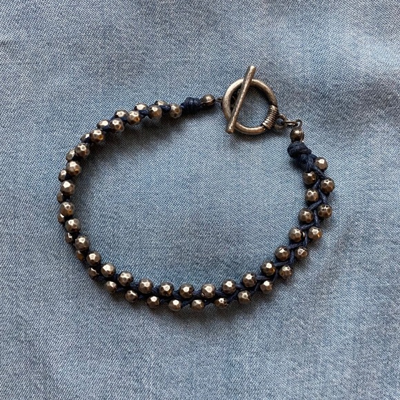 Jewelry - ⭐️ EUC Braided Metal Bead Bracelet, Navy Blue Cording, Boho Accessories, Jewelry
